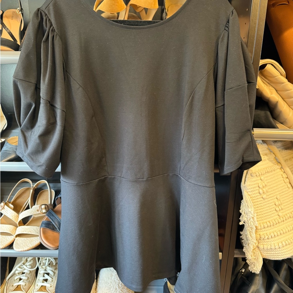 Eloquii Classic Black Peplum Top